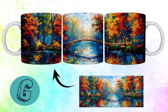 3D Oil Paint Autumn Park Mug Wrap 05: A Practical Digital Asset for Seasonal Creations
