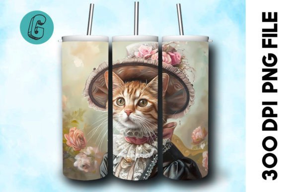 3D Oil Paint Elegant Cat Tumbler Wrap 22: Bringing Artistic Charm to Your DIY Projects
