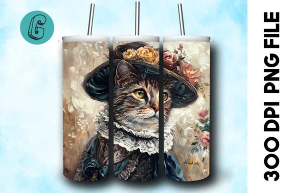3D Oil Paint Elegant Cat Tumbler Wrap 29