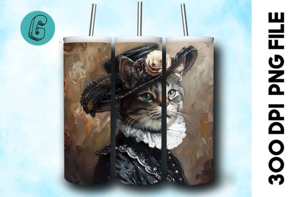 3D Oil Paint Elegant Cat Tumbler Wrap 33: Elevate Your DIY Craft Projects with Professional-Grade Art
