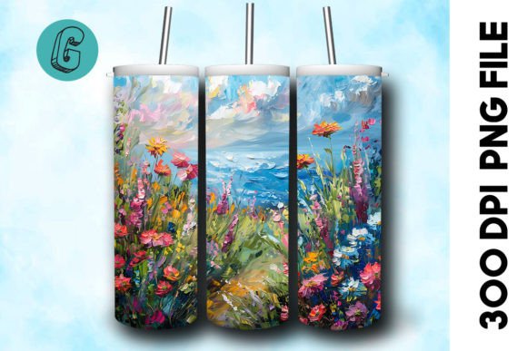 3D Oil Paint Floral Tumbler Wrap 24