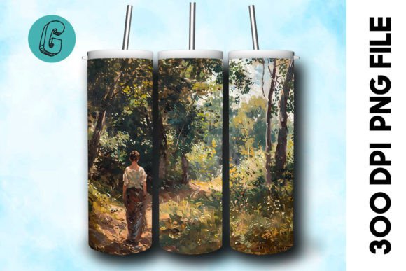 3D Oil Paint Forest Tumbler Wrap 37: Elevating DIY Aesthetics with High-Resolution Digital Art