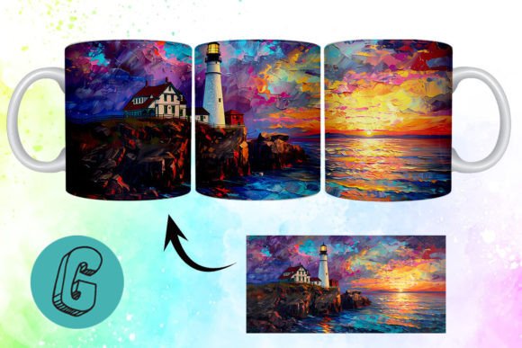 3D Oil Paint Lighthouse Mug Wrap 14: A Strategic Asset for Creative Branding and Customization