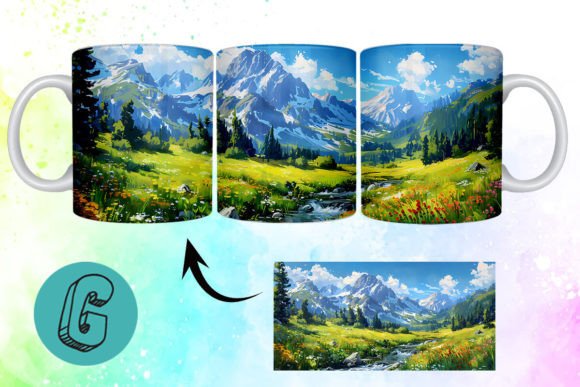3D Oil Paint Mountain Mug Wrap 05: A Strategic Asset for Creative Branding and Personal Projects