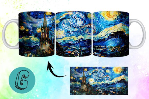 3D Oil Paint Starry Night Mug Wrap 16: Elevate Your Visual Projects