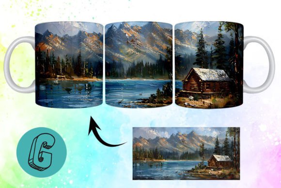 3D Oil Paint Vintage Sence Mug Wrap 06: A Creative Digital Asset for Modern Makers