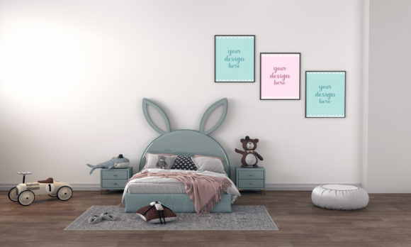 3D Rendering Minimalist Kids Bedroom