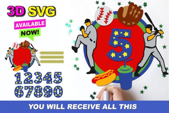 Baseball Cake Topper 3D SVG for Instant Creativity