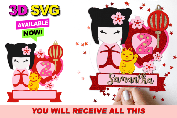 Cute Kokeshi Doll Cake Topper 3D SVG: A Practical Design Asset for Creators