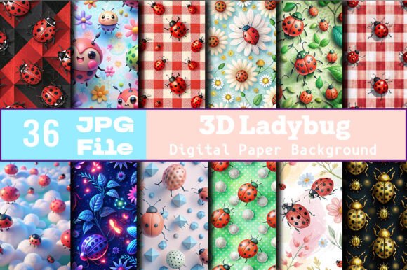 Elevating Creative Workflows with Seamless 3D Ladybug Digital Papers Background
