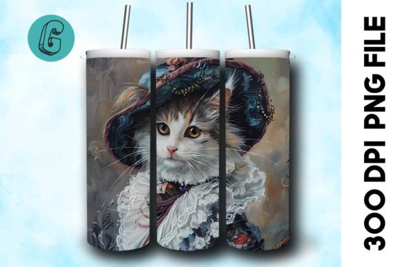 Elevating Custom Branding with the 3D Oil Paint Elegant Cat Tumbler Wrap 21