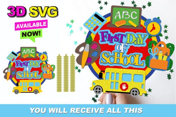 First Day of School Cake Topper 3D SVG