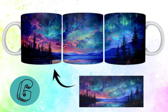Transforming 3D Oil Paint Northern Lights Mug Wrap 17 into a Creative Masterpiece