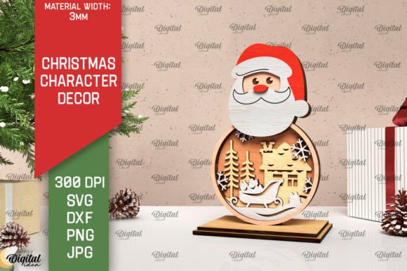 Transforming Festive Design with 3D Christmas Santa Claus Decor Laser Cut Digital Files