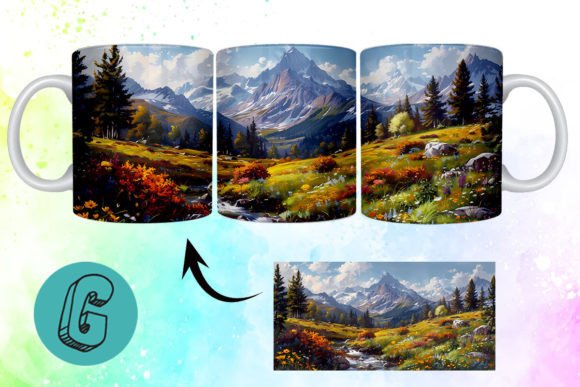 Unleash Your Creativity with the 3D Oil Paint Mountain Mug Wrap: The Ultimate Digital Asset for DIY Enthusiasts