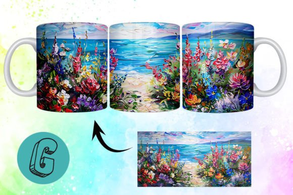 Unlock Your Creativity with the 3D Oil Paint Floral Garden Mug Wrap 19 Digital Download