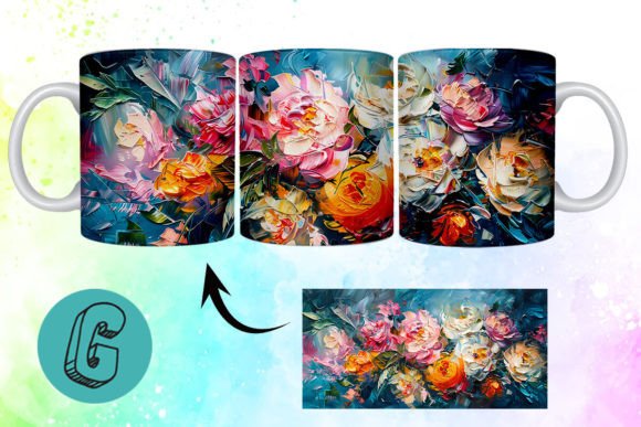 Unlocking Creative Potential with 3D Oil Paint Pretty Flowers Mug Wrap 17