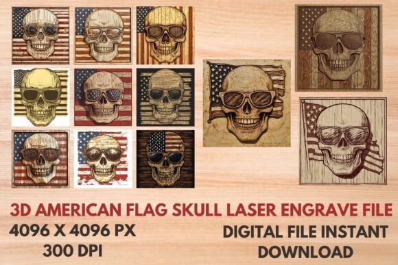 Unlocking Creative Potential with the 3D American Flag Skull Laser Engrave File