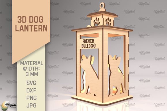 Unlocking Creative Potential with the French Bulldog SVG. 3D Dog Lantern Laser Digital Collection