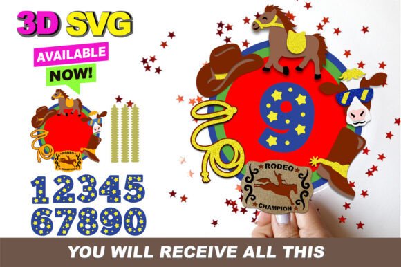 Western Rodeo Cake Topper 3D SVG